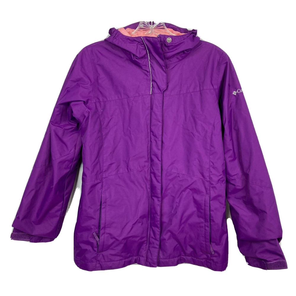 Columbia Jacket Girls L 14 16 Purple Mid-Weight Full Zip Hood Softshell‎ Pockets